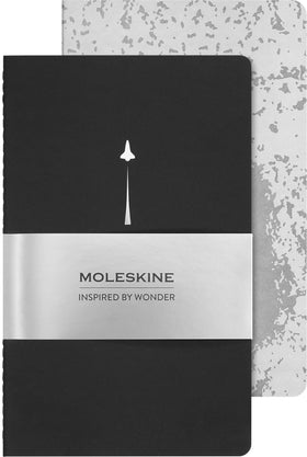 Moleskine NASA-inspired Cahier Journal cover with space motif for creative note-taking.