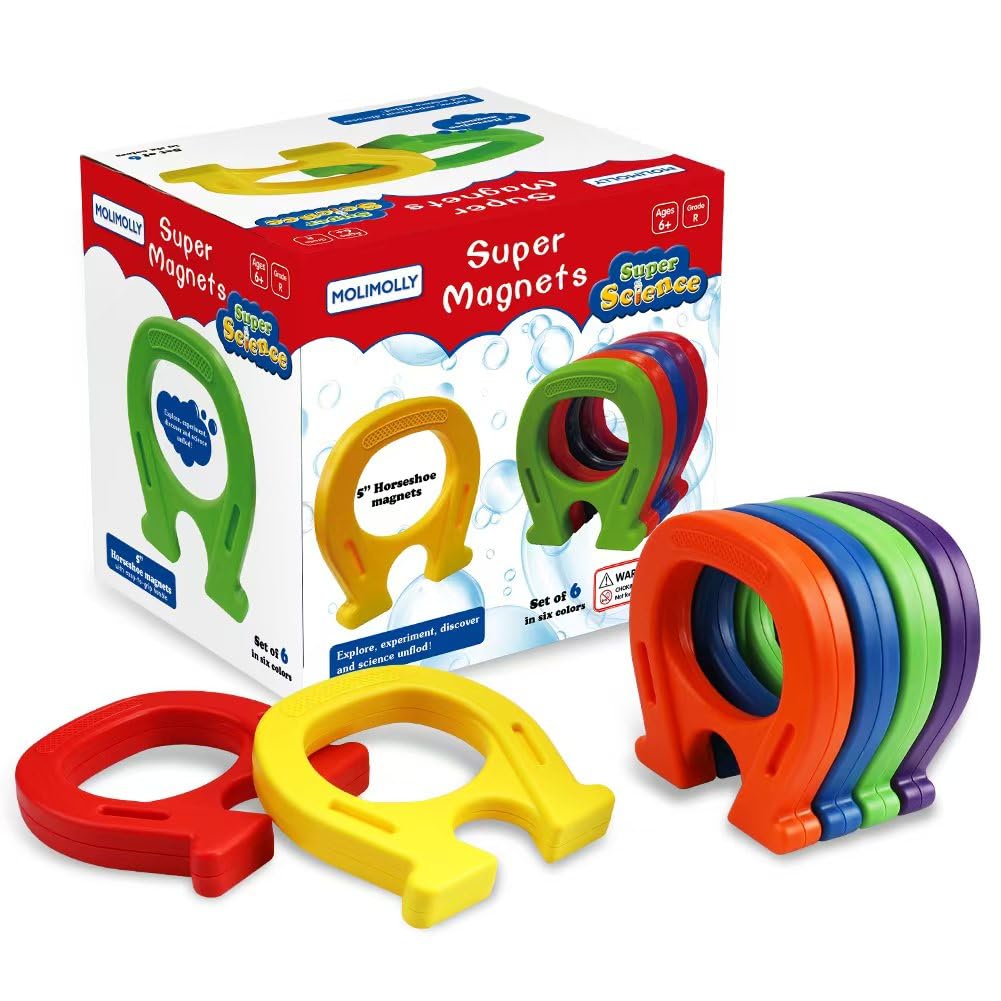 MOLIMOLLY horseshoe magnet red color pack promotes color recognition and grasping play.