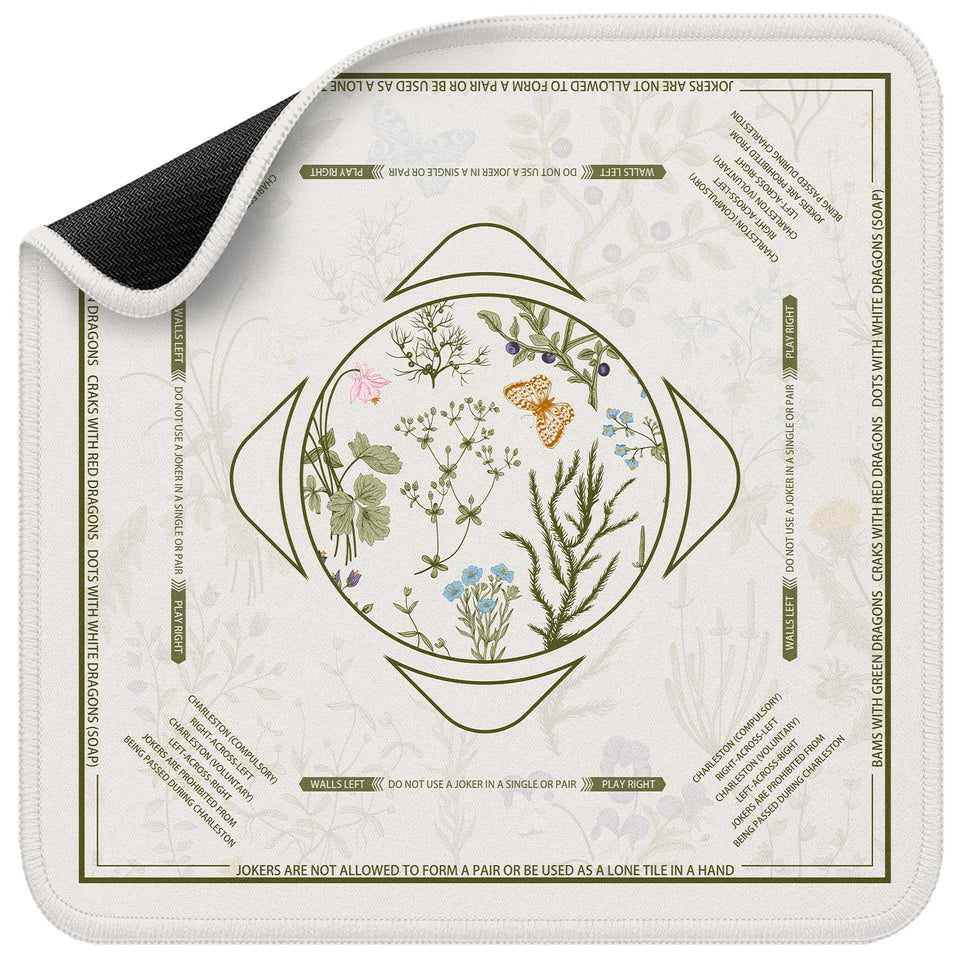 Molovsiny Mahjong Mat design detail highlights timeless, elegant floral motif for refined game nights.