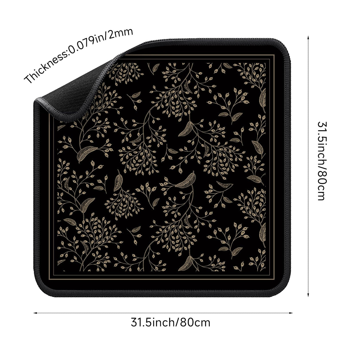 Molovsiny Mahjong Mat Noir Floral edge stitching highlights durability for long-lasting play.