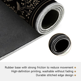 Molovsiny Mahjong Mat Noir Floral rolled with storage strap for easy transport.