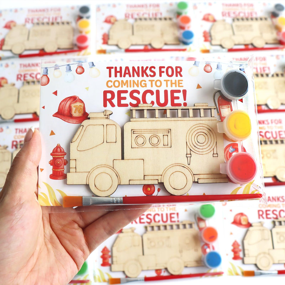 Moltby Fire Truck paint-your-own magnet kit, a fun keepsake for display