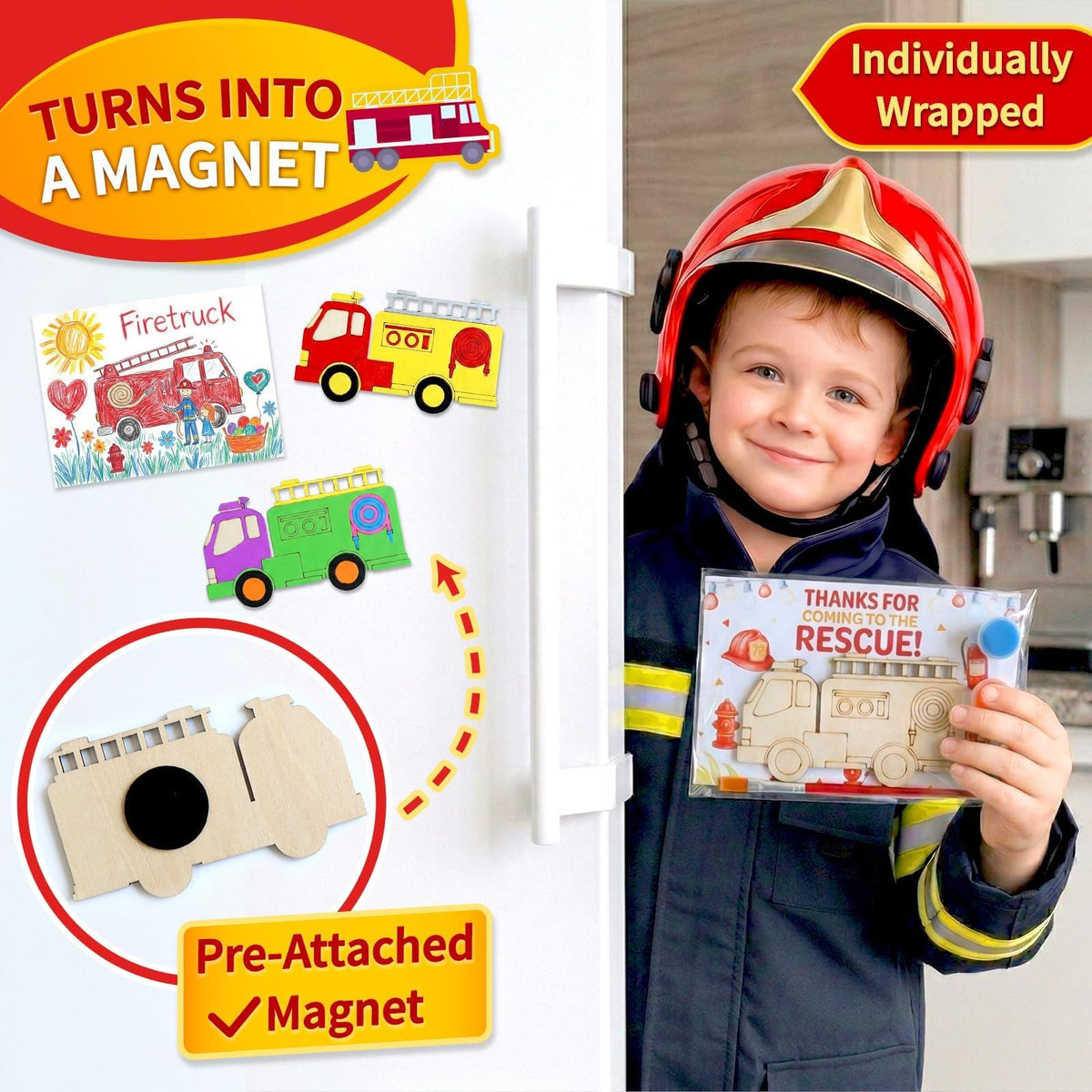 Moltby Fire Truck thank-you card included, adds thoughtful party touch