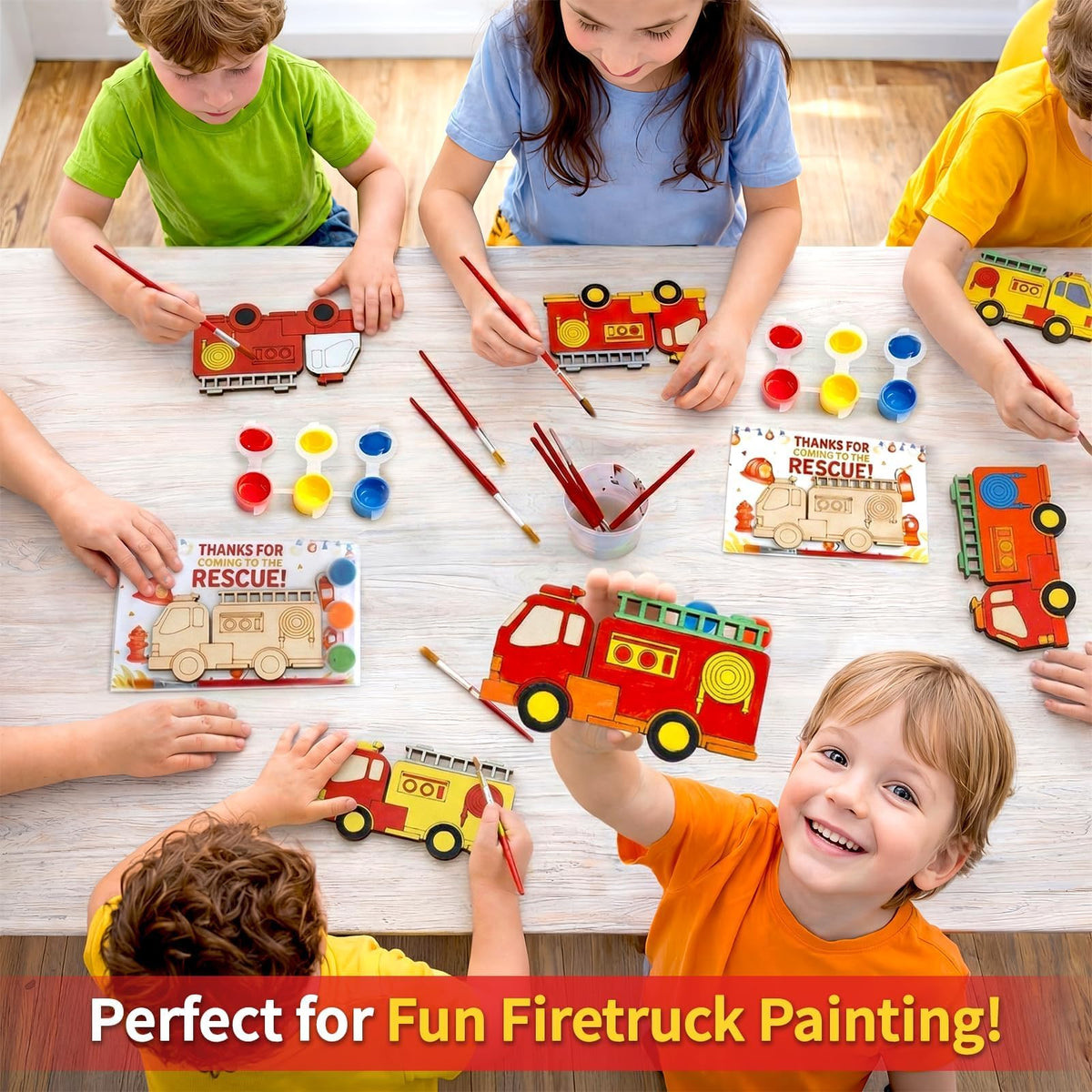 Moltby Fire Truck wooden magnet back, quick display-ready keepsake