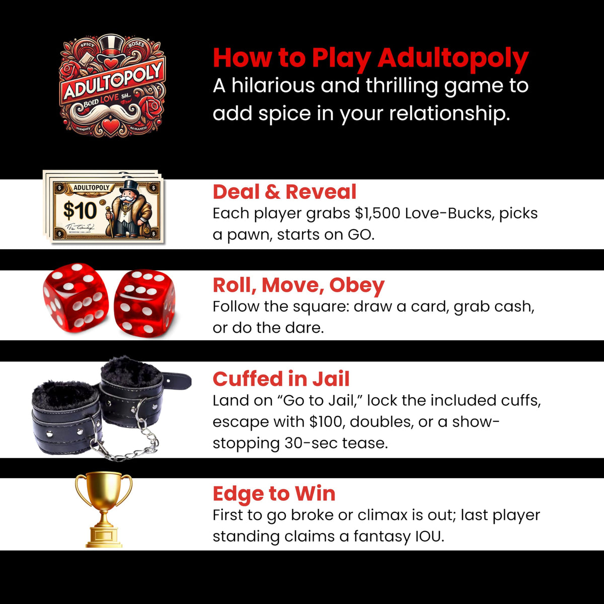 Momentum Boards Adultopoly compact packaging for easy storage and travel.
