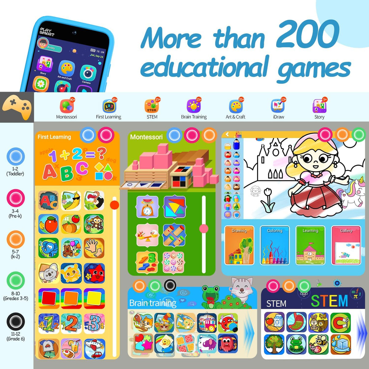 MOMILLA Kids Smart Phone dual camera captures playful moments and creativity.