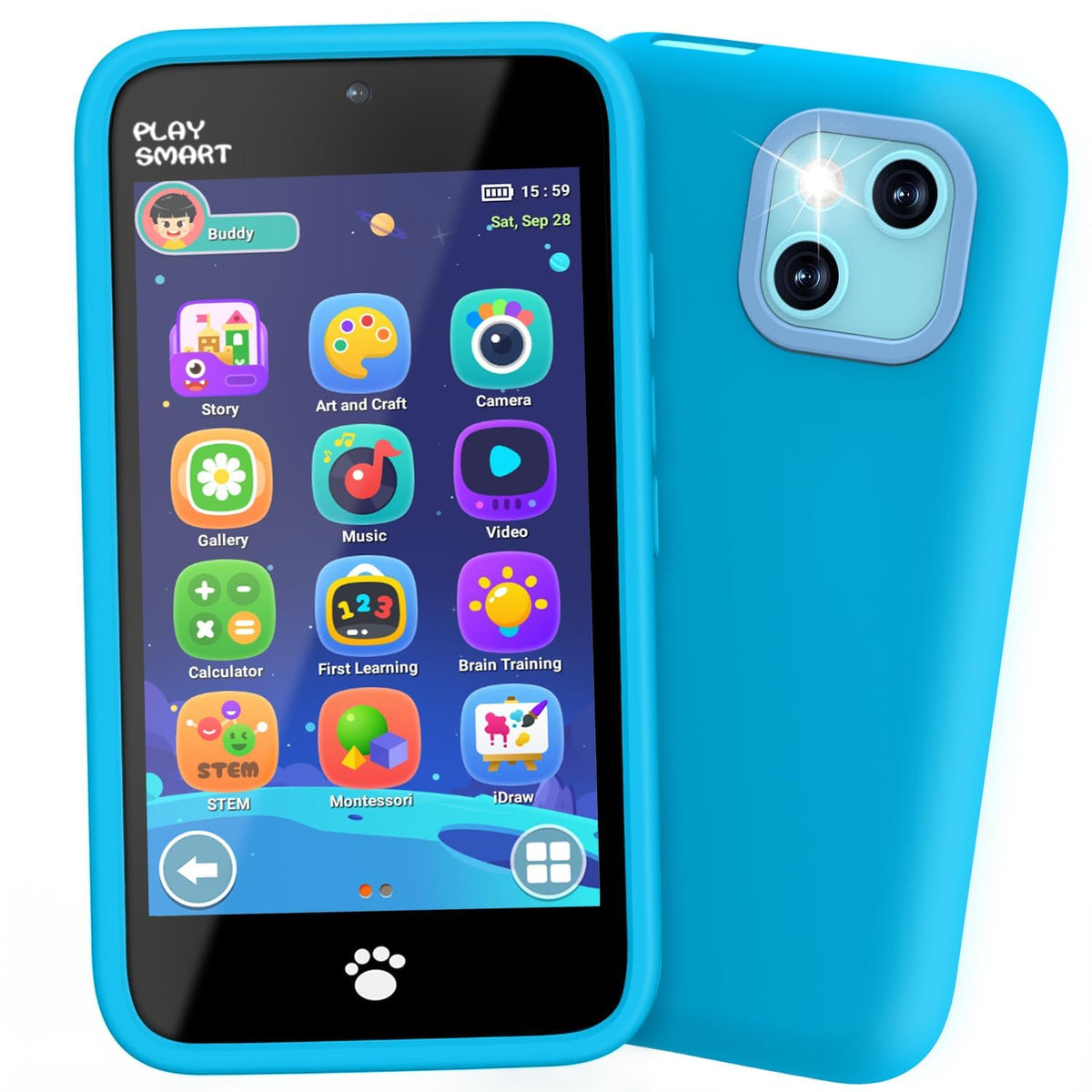 MOMILLA Kids Smart Phone front view for early learning and safe play.