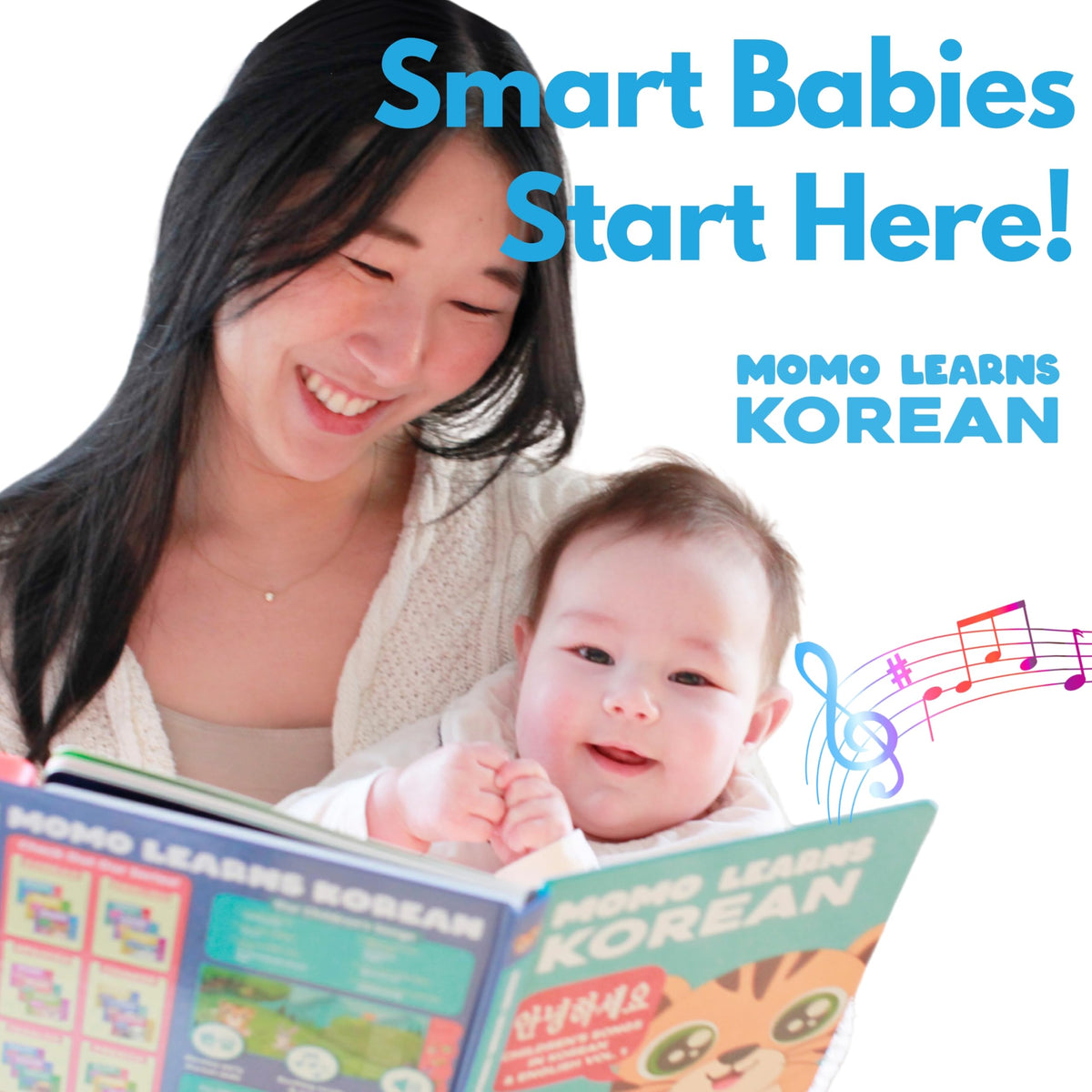 Momo Learns Korean Volume 1 child holding book inspires language exploration