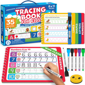 Momo and Nashi preschool workbook with tracing setup to boost early handwriting skills.