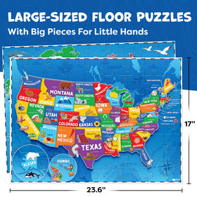 Momo Nashi USA map puzzle 145 pieces to boost state recognition and spatial skills