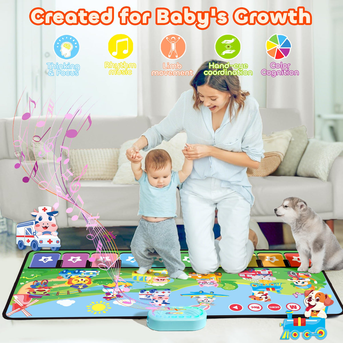 Over 40 sounds and 40 melodies spark musical exploration.