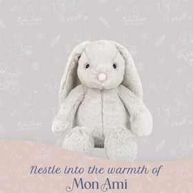 MON AMI Lifelike Bunny Design — timeless figure that enhances nursery decor and storytelling moments.