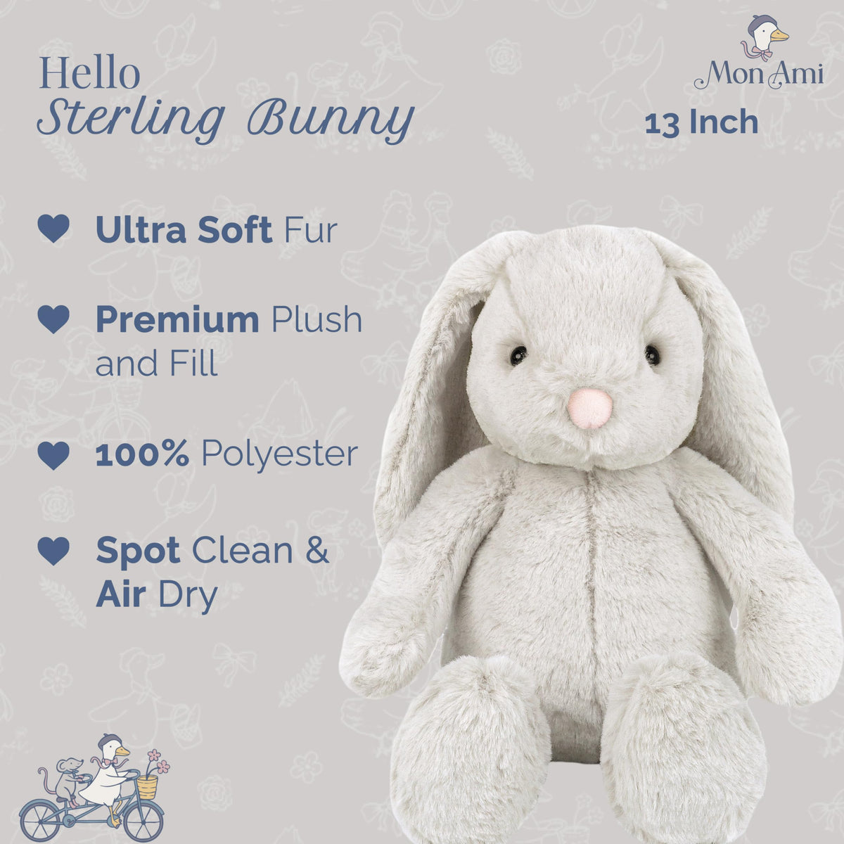 MON AMI Soft Grey White Bunny — comforting nursery decor that warms playtime and cuddle moments.