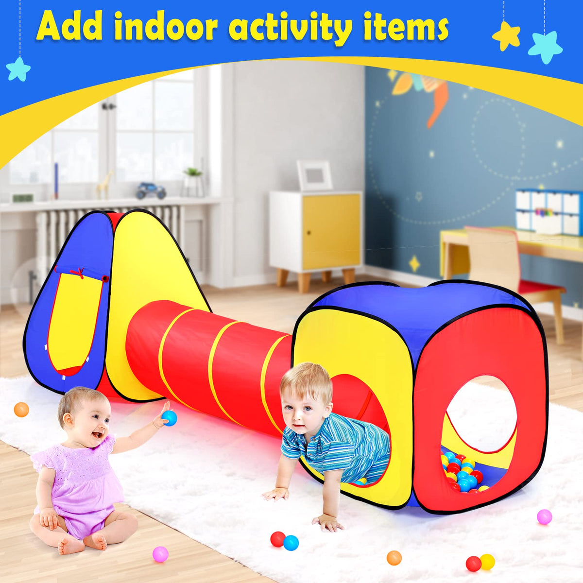 Moncoland 3-in-1 toddler tent supports exploration and multi-room play.