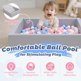 Moncoland ball pit square design fits neatly into room corners.