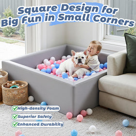 Moncoland ball pit with waterproof vegan leather cover for easy cleaning.