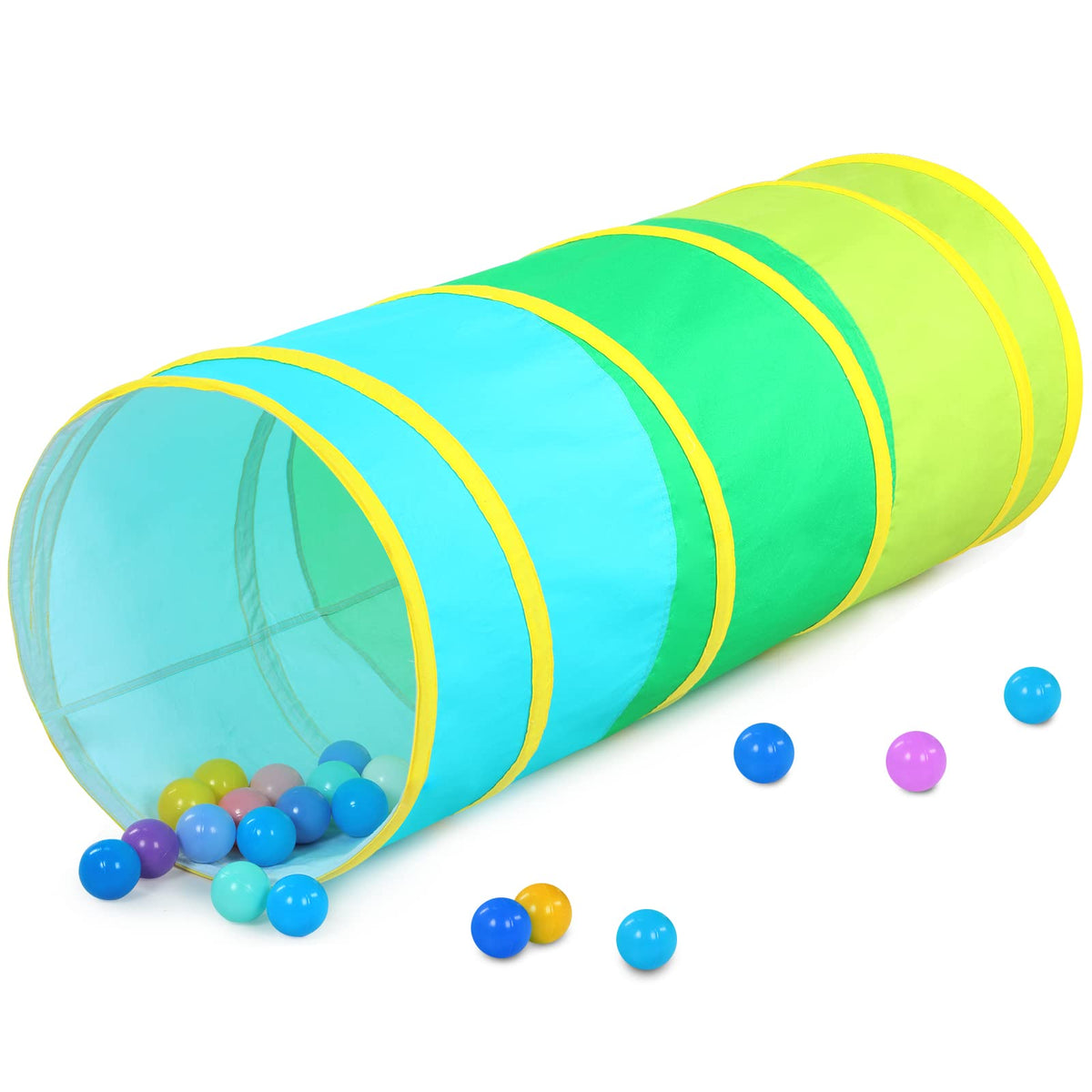 Moncoland kids play tunnel with colorful cotton design for safe indoor crawl.