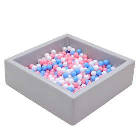 Moncoland leather foam ball pit, rectangle outer view, sturdy square design.
