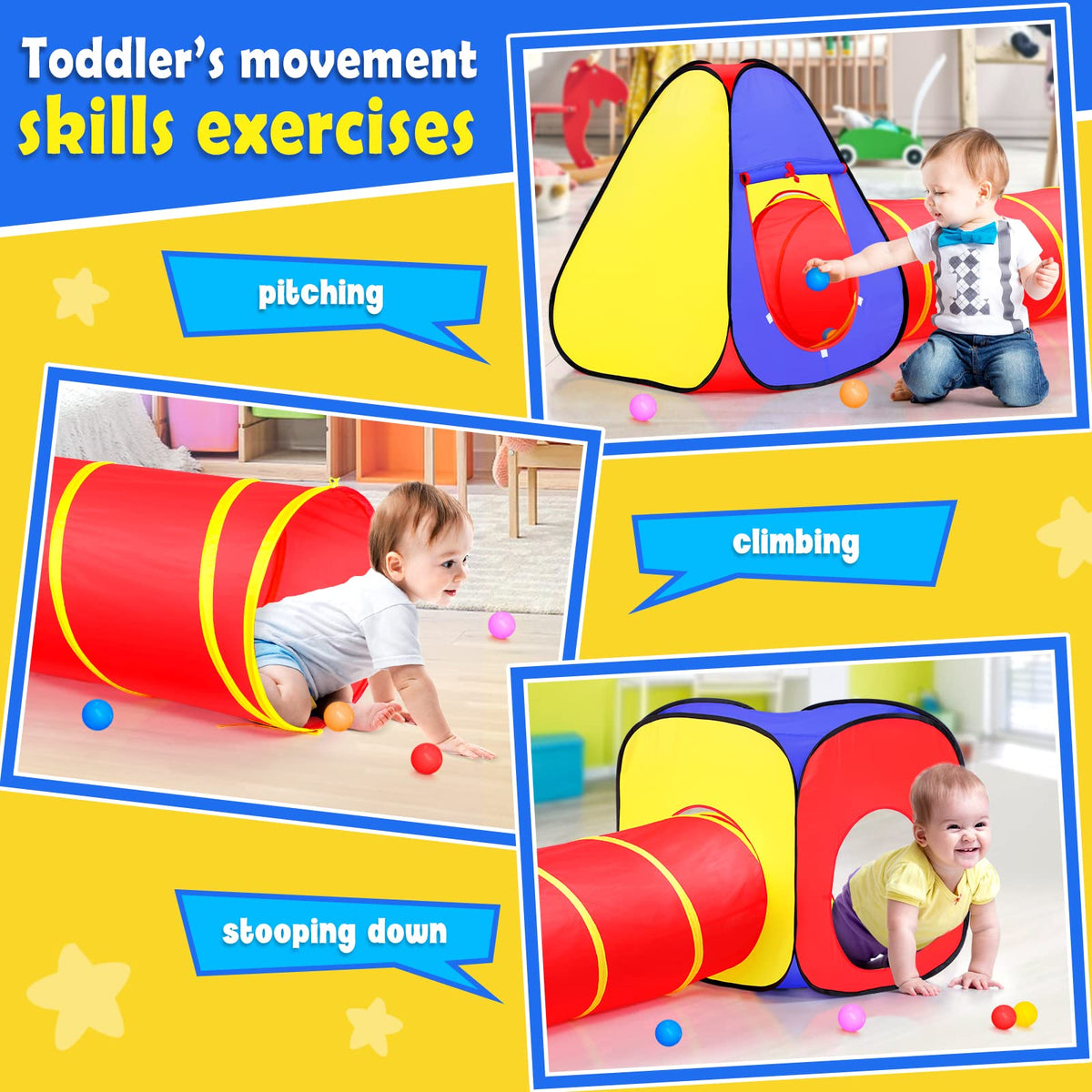 Moncoland pop-up teepee tent ready for quick setup and imaginative play.