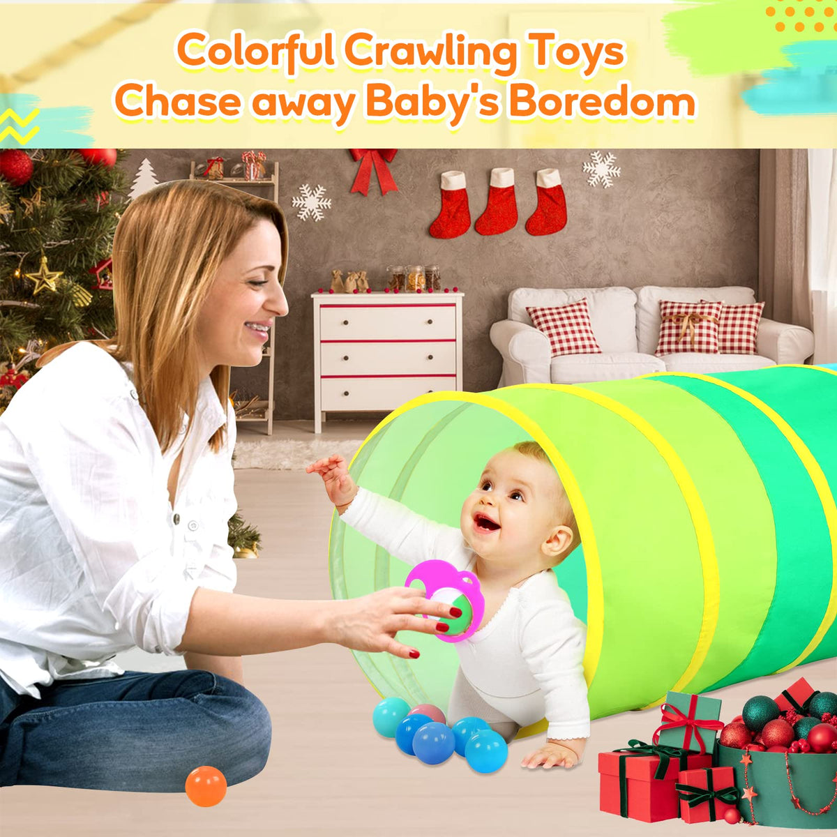 Bright yellow green blue colors attract attention and curiosity.