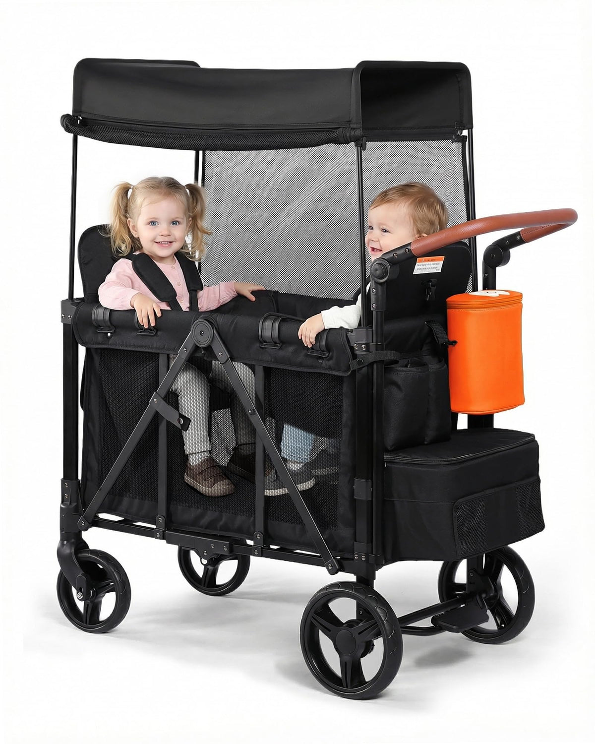 MonGianda stroller wagon with adjustable-handle for ergonomic pushing.