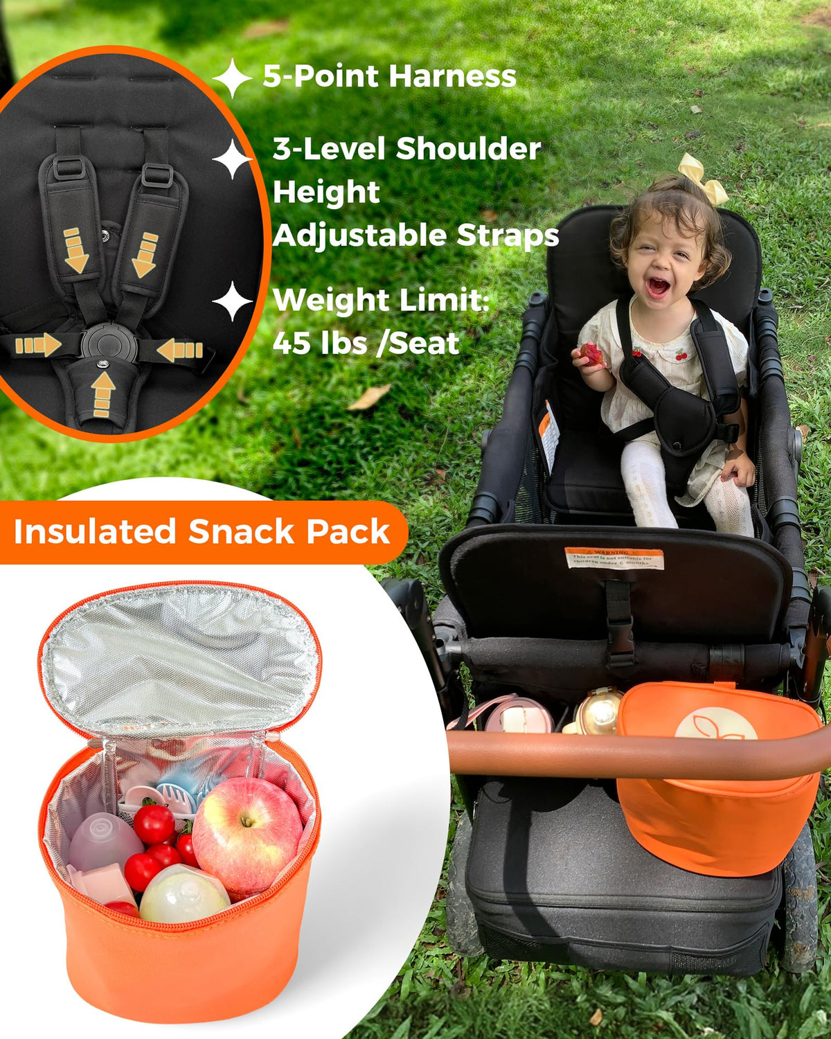 MonGianda back basket and front pocket organize essentials.