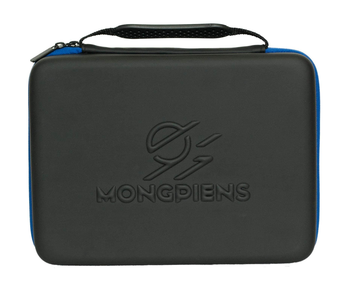 MONGPIENS Battling Tops Case dimensions 11x8.2x3.2 inches for compact travel.