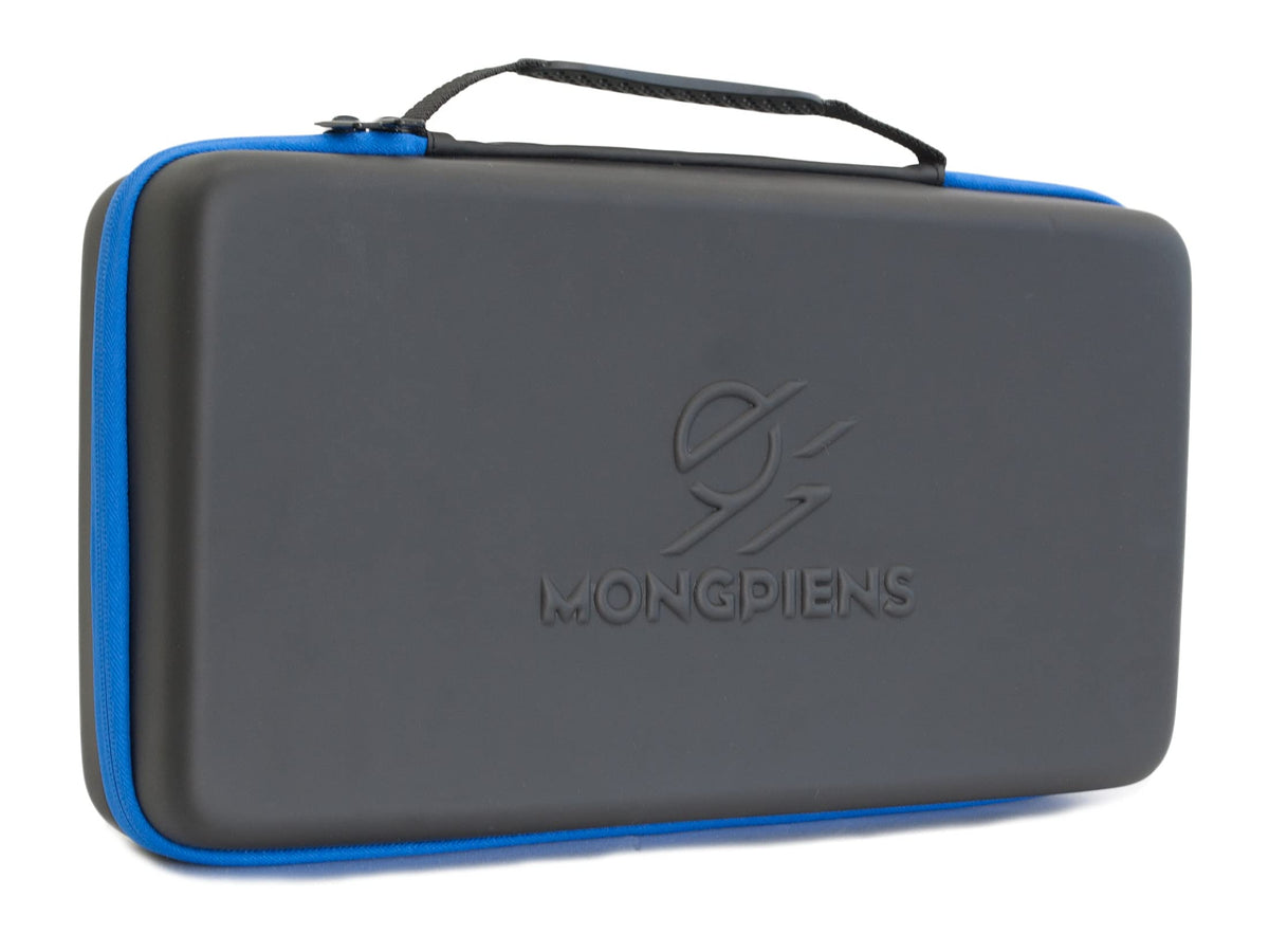 MONGPIENS Battling Tops Case exterior with sturdy handle for easy transport.