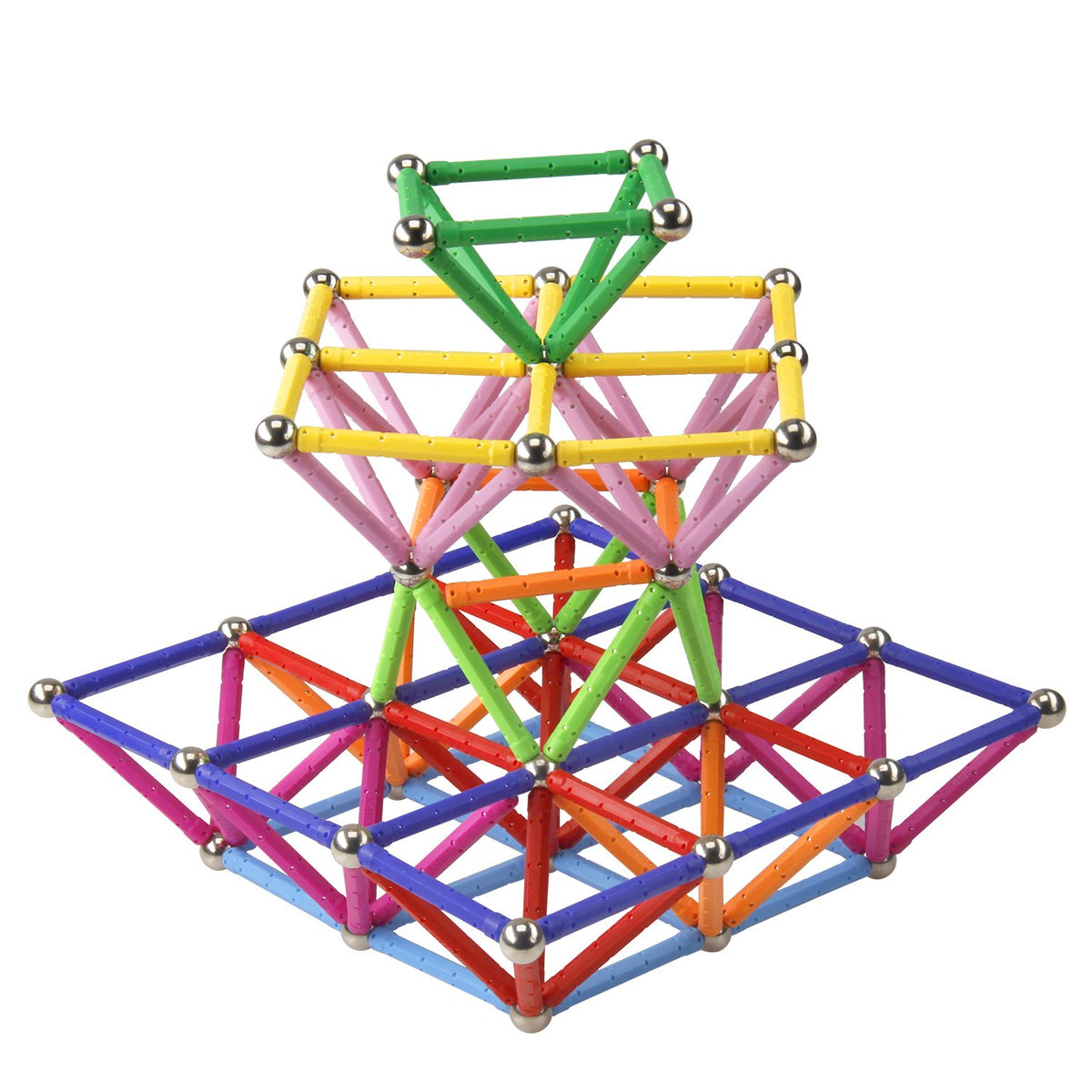 MONILON magnetic balls with colorful sticks ready for hands-on STEM construction.
