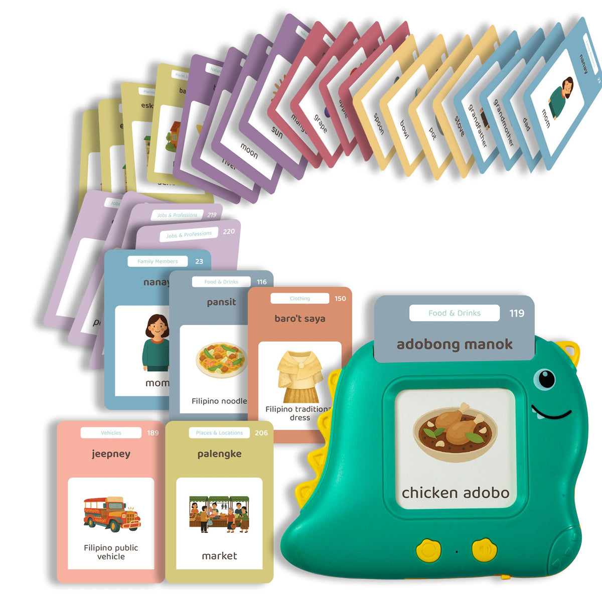 Monkey and Bananas Tagalog flash cards front cover for screen-free learning