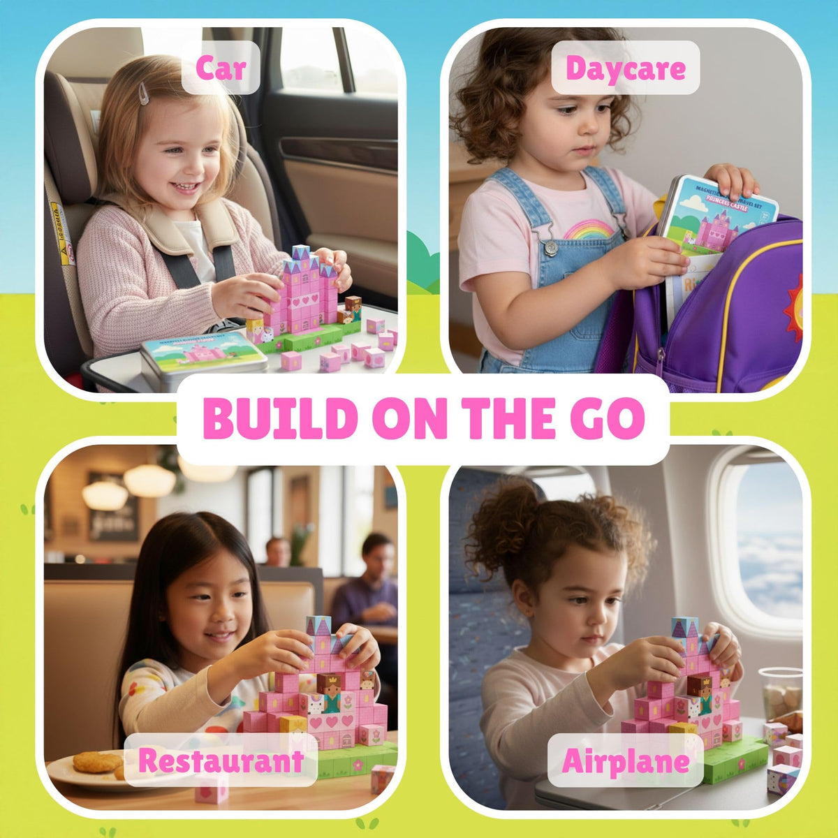MonkeyTots Princess Castle theme cubes spark imaginative play on trips
