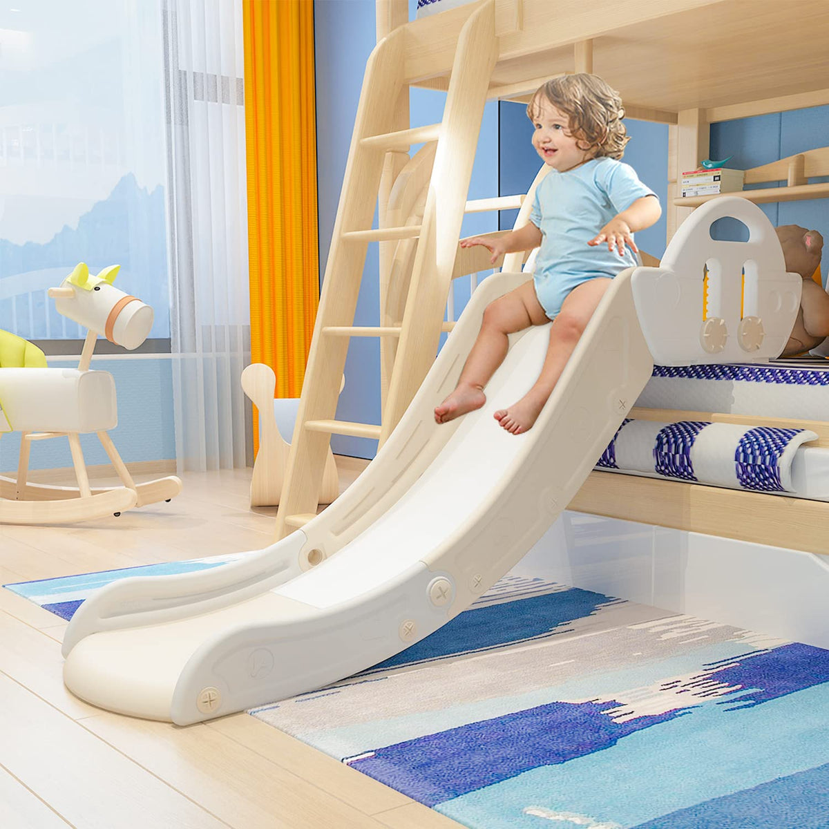 Monleelnom couch slide for kids with adjustable armrest, ideal for versatile seating.
