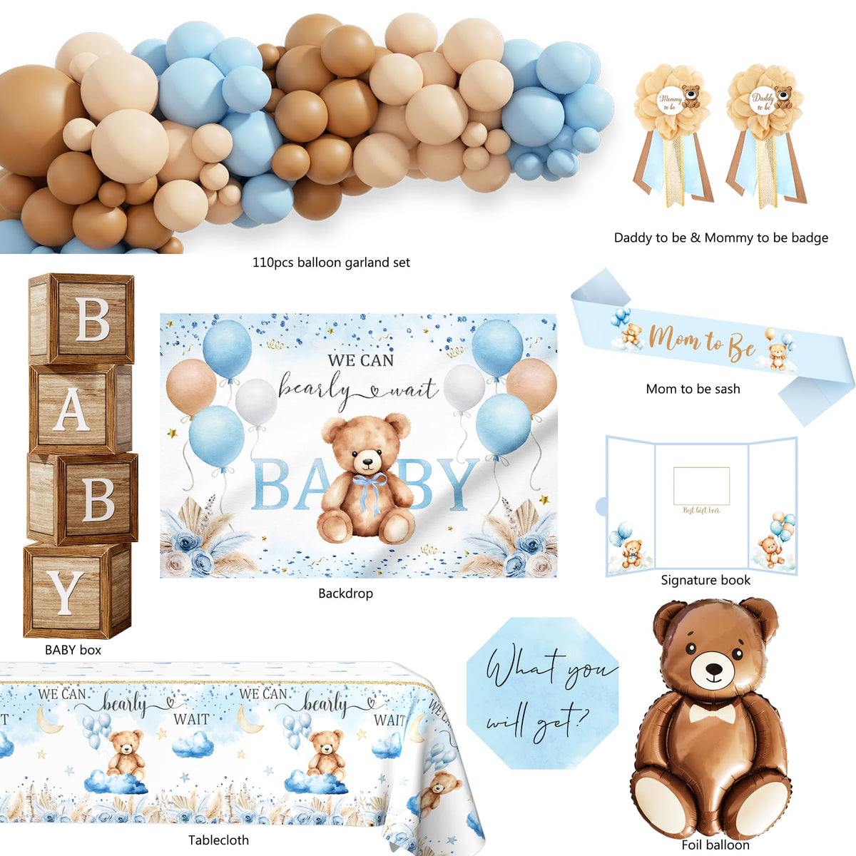 Monnberry bear baby shower 4-piece boxes for stylish gift display.