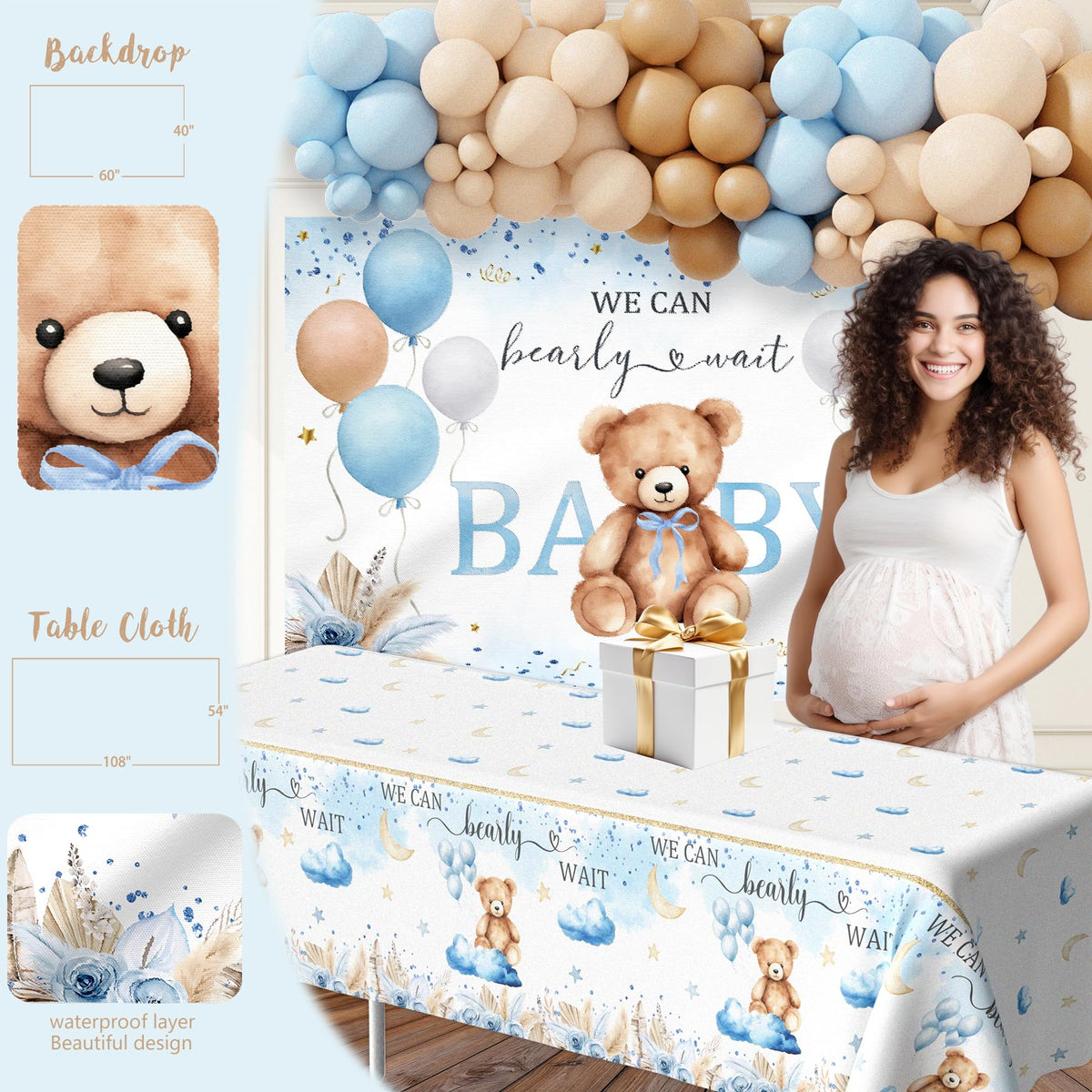 Monnberry bear balloon arch creates a charming party focal point.