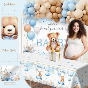 Monnberry bear balloon arch creates a charming party focal point.