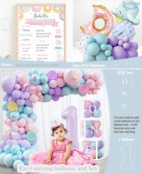 Monnberry donut balloon garland arch creates dreamy decor.