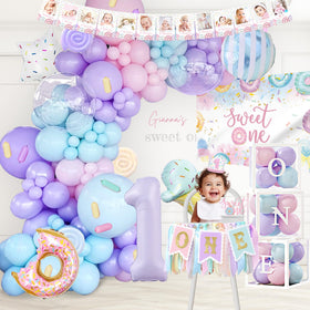 Monnberry donut first birthday boxes display cute party favors.
