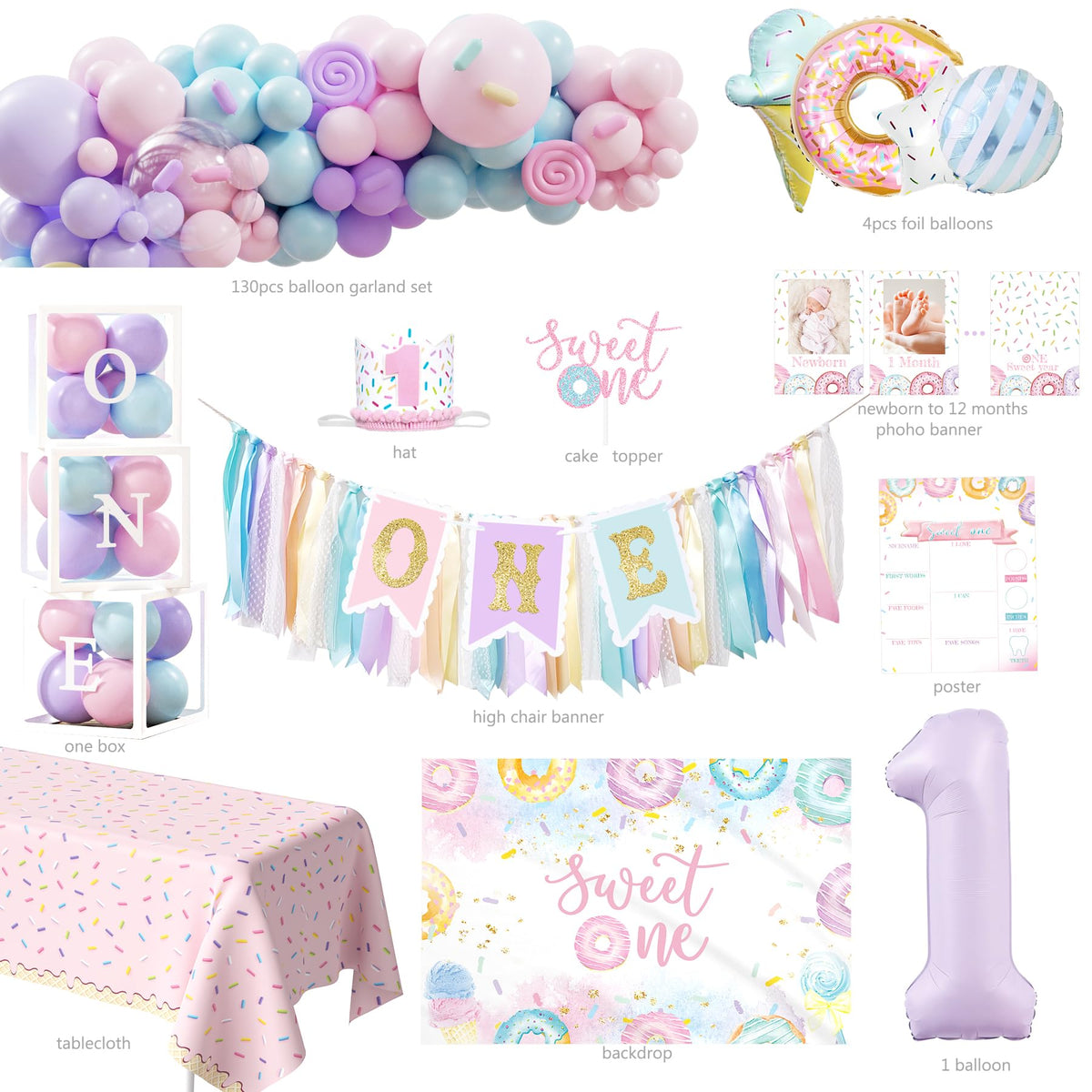 Monnberry donut tablecloth adds festive base for desserts.