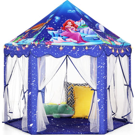 Monobeach mermaid princess tent blue for indoor imaginative play.