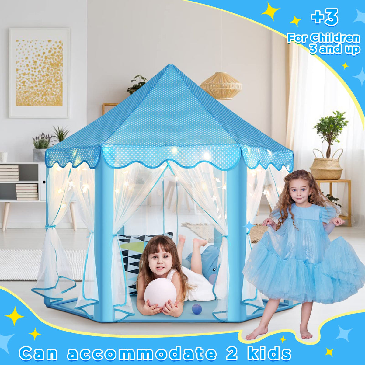 Monobeach Princess Castle Playhouse outdoor use—durable fabric for backyard adventures.