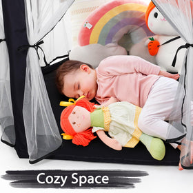 Monobeach Princess Tent measures 55 by 53 inches for spacious play.