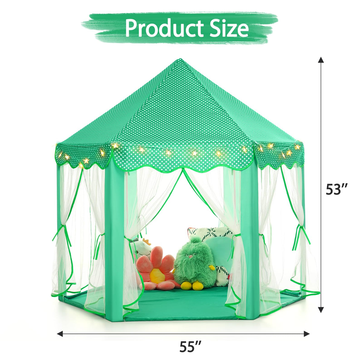Monobeach Princess Tent includes star lights for added magical ambience