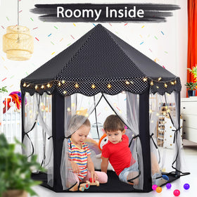 Monobeach Princess Tent star lights add cozy ambiance for storytelling.