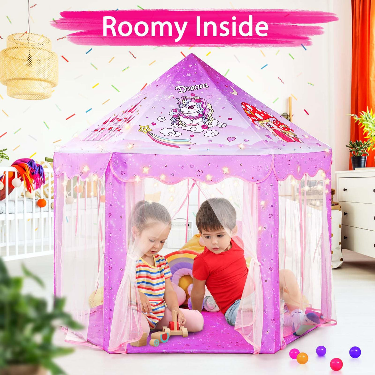 Monobeach Princess Tent unicorn design sparks magical storytelling and cozy hideaway moments.
