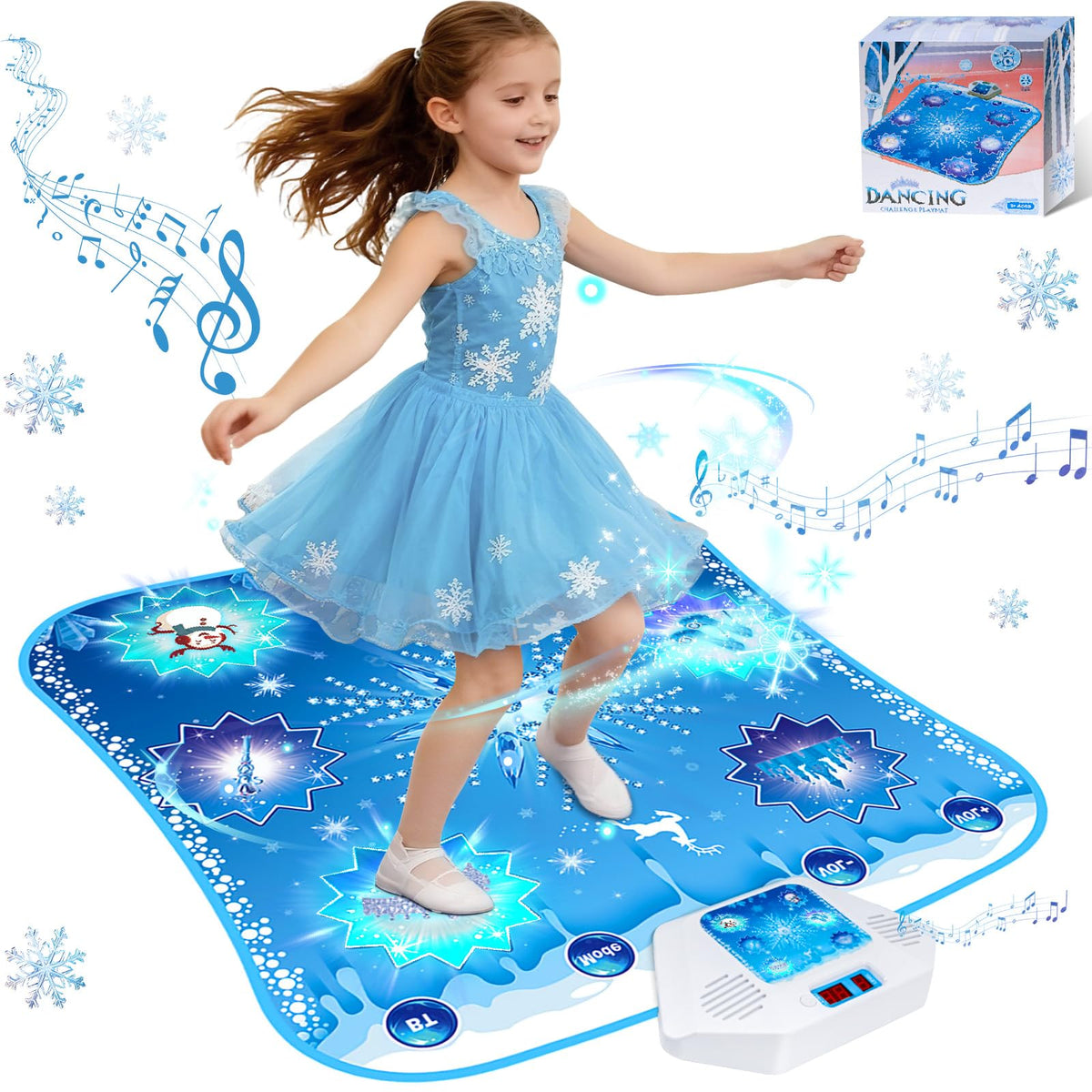 MonoChildoing Bluetooth speaker and dance pad invites family dancing.
