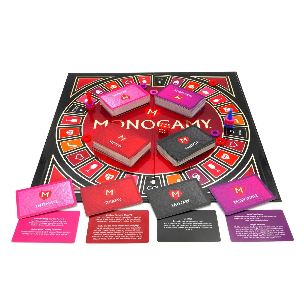 MONOGAMY board game cover inviting couples to start a meaningful night in