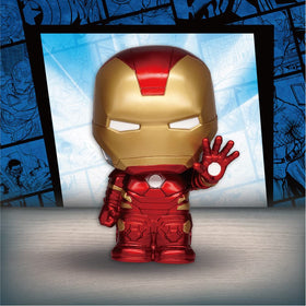 Monogram Iron Man Bank, height 8 inches, compact on shelves.