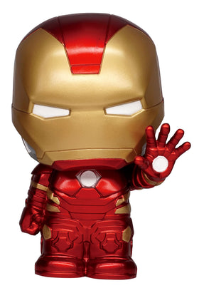 Monogram Iron Man FIGURAL Bank, front view, playful coins-saving display.