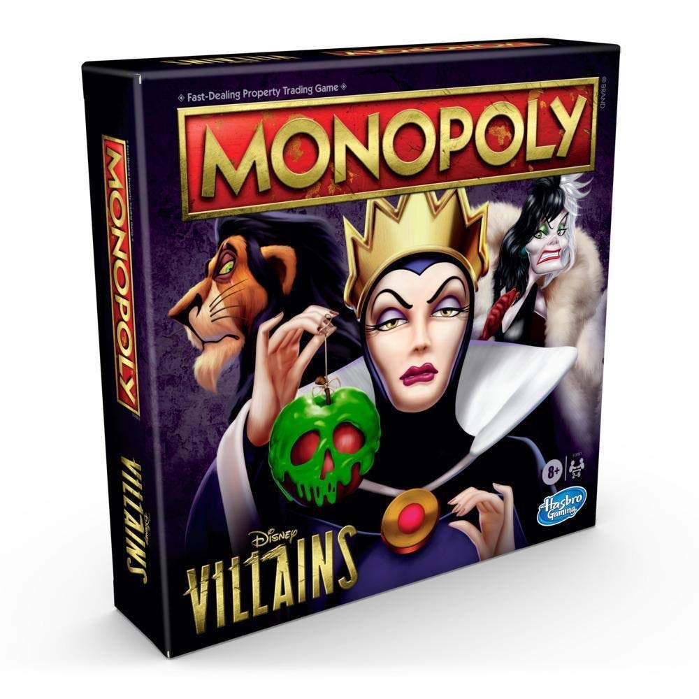 Monopoly Disney Villains Edition board game play area for family game night, immersive strategy