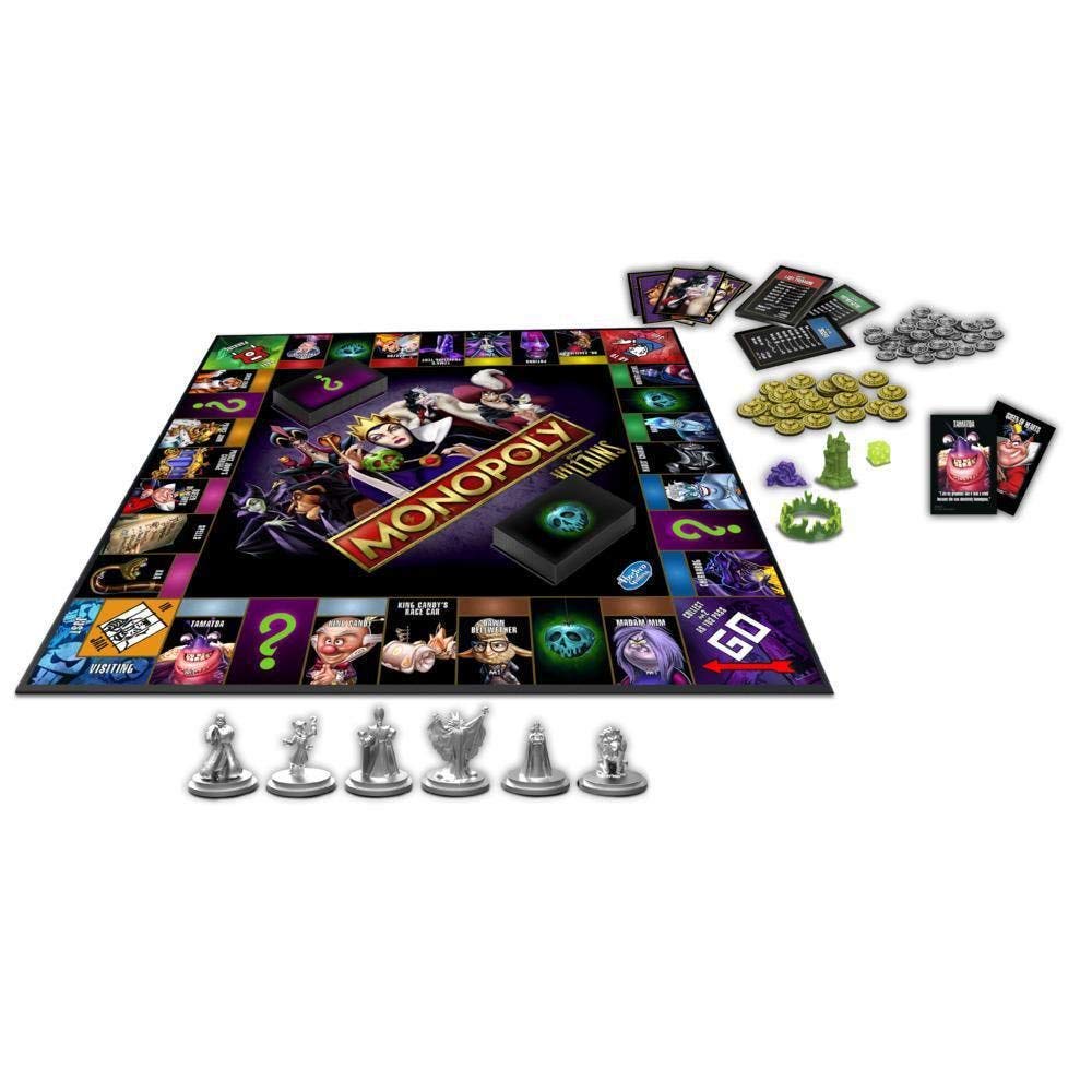 Monopoly Disney Villains Edition villain tokens on display, adding themed excitement and strategic choice
